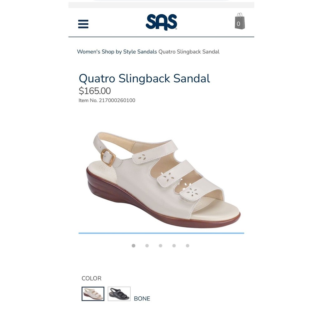 SAS Quatro Slingback Sandals Bone Leather Womens 10 WW (Double Wide) Comfort - Picture 9 of 10